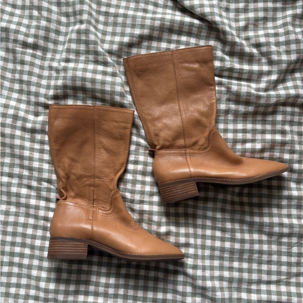 Lucky Brand Tan Heeled Boots with Classic Silhouette